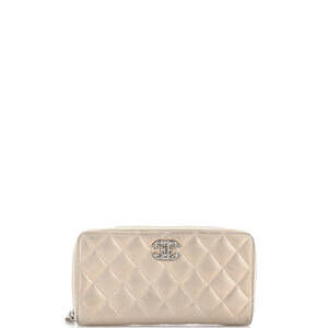 Chanel Long Paris-Salzburg Zip Around Wallet Quilted Iridescent Calfskin